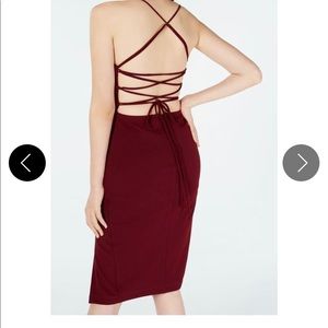 B darlin red slit open back bodycon dress